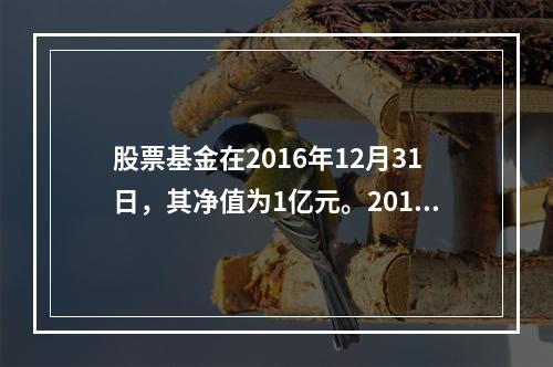 股票基金在2016年12月31日，其净值为1亿元。2017年