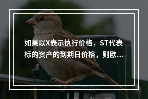 如果以X表示执行价格，ST代表标的资产的到期日价格，则欧式看