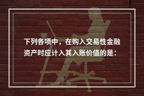 下列各项中，在购入交易性金融资产时应计入其入账价值的是：