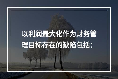 以利润最大化作为财务管理目标存在的缺陷包括：