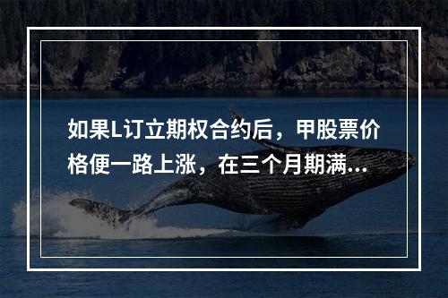 如果L订立期权合约后，甲股票价格便一路上涨，在三个月期满后，