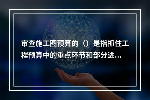 审查施工图预算的（）是指抓住工程预算中的重点环节和部分进行审