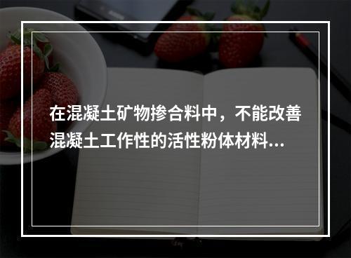 在混凝土矿物掺合料中，不能改善混凝土工作性的活性粉体材料是。