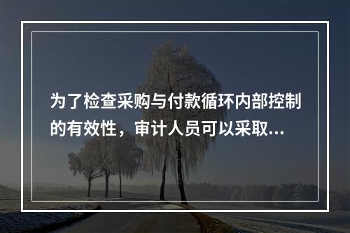 为了检查采购与付款循环内部控制的有效性，审计人员可以采取的测