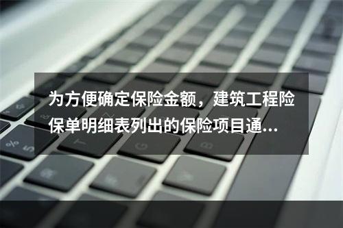 为方便确定保险金额，建筑工程险保单明细表列出的保险项目通常包