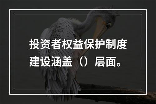 投资者权益保护制度建设涵盖（）层面。