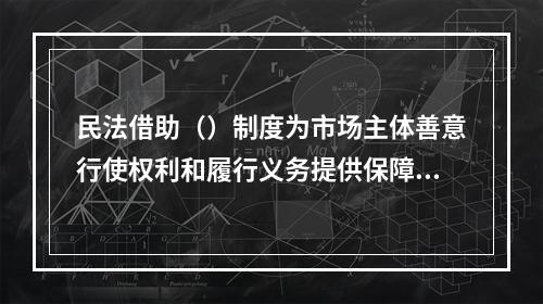 民法借助（）制度为市场主体善意行使权利和履行义务提供保障。