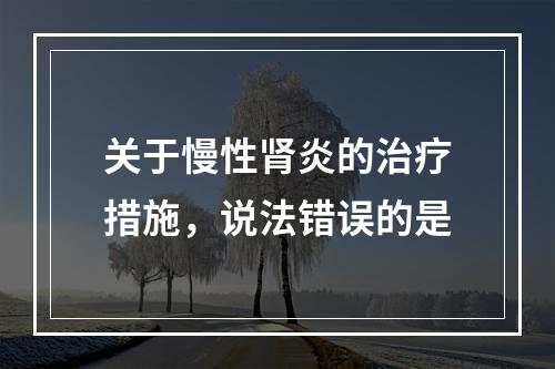 关于慢性肾炎的治疗措施，说法错误的是