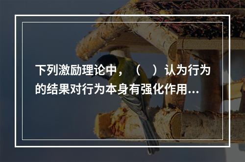 下列激励理论中，（　）认为行为的结果对行为本身有强化作用，是