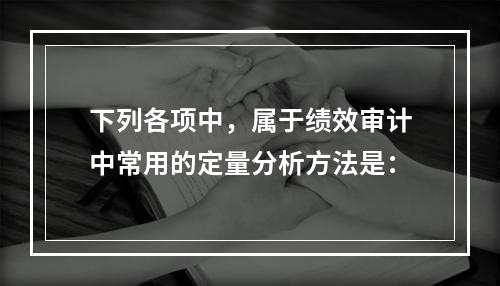 下列各项中，属于绩效审计中常用的定量分析方法是：