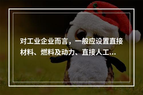 对工业企业而言，一般应设置直接材料、燃料及动力、直接人工、制