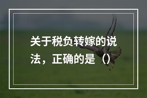 关于税负转嫁的说法，正确的是（）