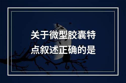 关于微型胶囊特点叙述正确的是