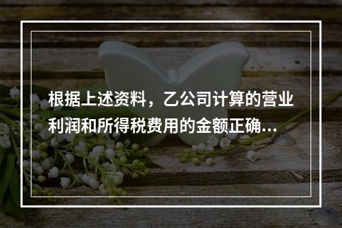 根据上述资料，乙公司计算的营业利润和所得税费用的金额正确的是