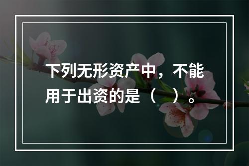 下列无形资产中，不能用于出资的是（　）。