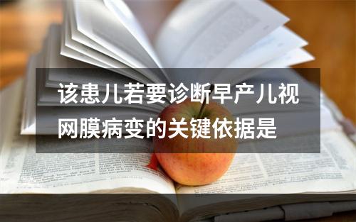 该患儿若要诊断早产儿视网膜病变的关键依据是