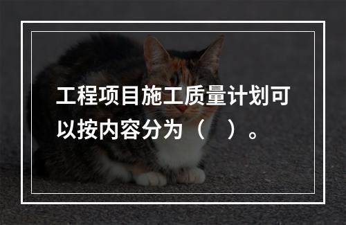 工程项目施工质量计划可以按内容分为（　）。