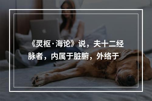 《灵枢·海论》说，夫十二经脉者，内属于脏腑，外络于