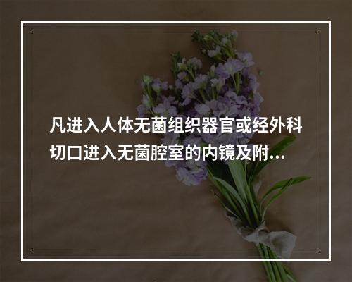 凡进入人体无菌组织器官或经外科切口进入无菌腔室的内镜及附件，