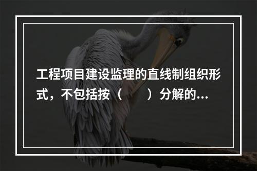 工程项目建设监理的直线制组织形式，不包括按（　　）分解的组