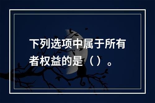 下列选项中属于所有者权益的是（ ）。