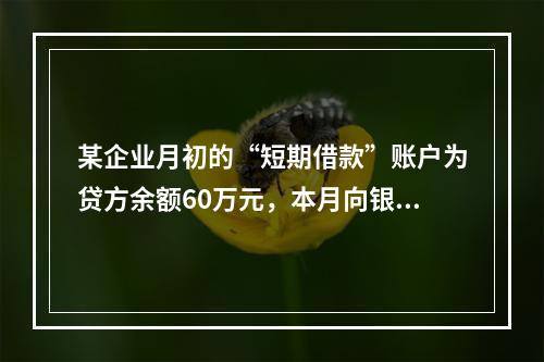 某企业月初的“短期借款”账户为贷方余额60万元，本月向银行借