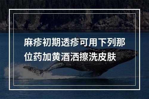 麻疹初期透疹可用下列那位药加黄酒洒擦洗皮肤