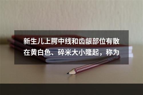 新生儿上腭中线和齿龈部位有散在黄白色、碎米大小隆起，称为