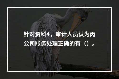 针对资料4，审计人员认为丙公司账务处理正确的有（）。