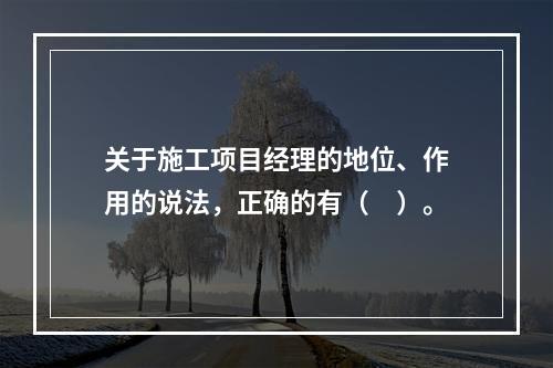 关于施工项目经理的地位、作用的说法，正确的有（　）。