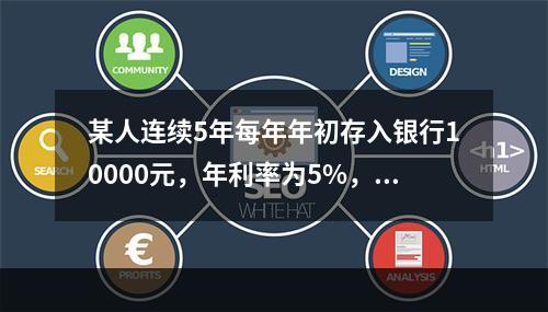 某人连续5年每年年初存入银行10000元，年利率为5%，则第