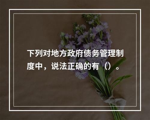 下列对地方政府债务管理制度中，说法正确的有（）。