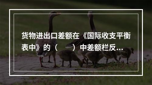 货物进出口差额在《国际收支平衡表中》的（　　）中差额栏反映。