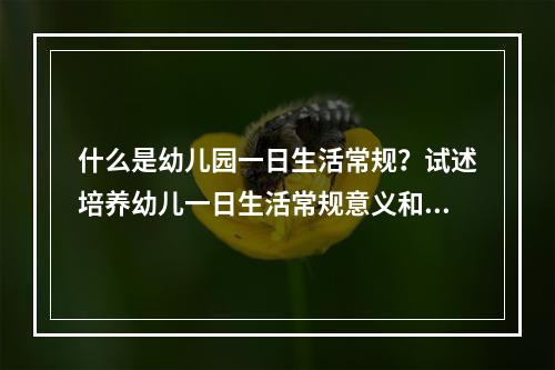 什么是幼儿园一日生活常规？试述培养幼儿一日生活常规意义和方法