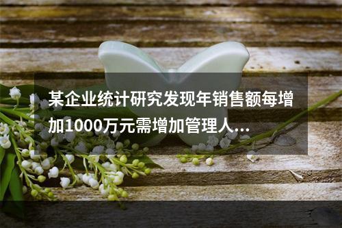 某企业统计硏究发现年销售额每增加1000万元需增加管理人员、