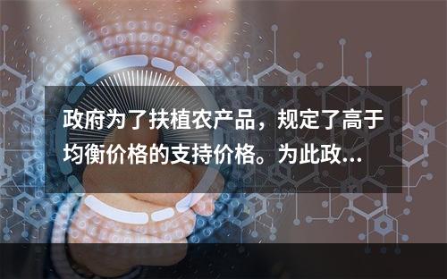 政府为了扶植农产品，规定了高于均衡价格的支持价格。为此政府应