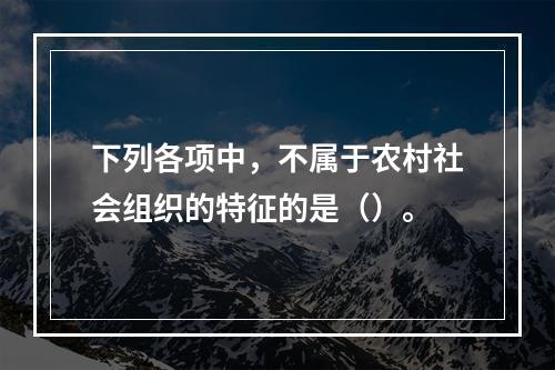 下列各项中，不属于农村社会组织的特征的是（）。