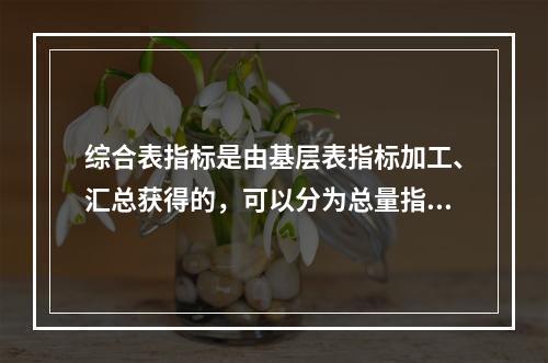 综合表指标是由基层表指标加工、汇总获得的，可以分为总量指标、