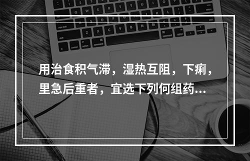 用治食积气滞，湿热互阻，下痢，里急后重者，宜选下列何组药物最