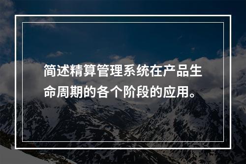 简述精算管理系统在产品生命周期的各个阶段的应用。