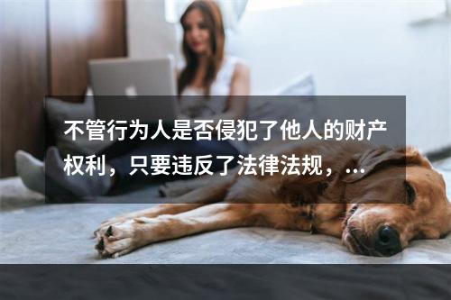 不管行为人是否侵犯了他人的财产权利，只要违反了法律法规，危害