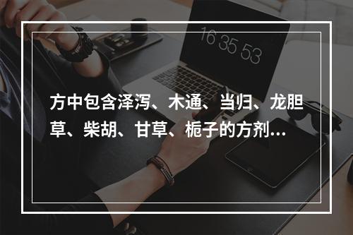 方中包含泽泻、木通、当归、龙胆草、柴胡、甘草、栀子的方剂是