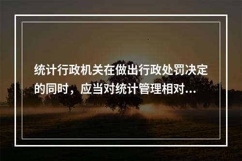 统计行政机关在做出行政处罚决定的同时，应当对统计管理相对人履