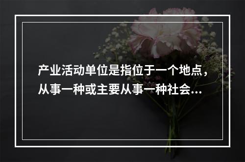 产业活动单位是指位于一个地点，从事一种或主要从事一种社会经