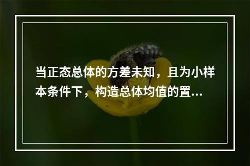 当正态总体的方差未知，且为小样本条件下，构造总体均值的置信区