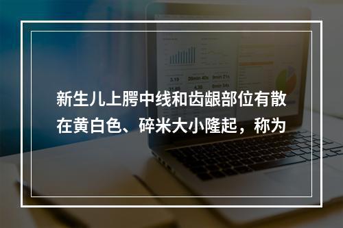 新生儿上腭中线和齿龈部位有散在黄白色、碎米大小隆起，称为