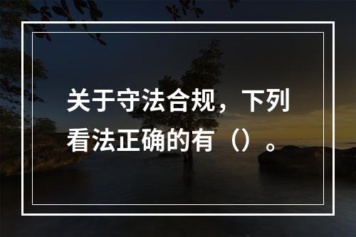 关于守法合规，下列看法正确的有（）。