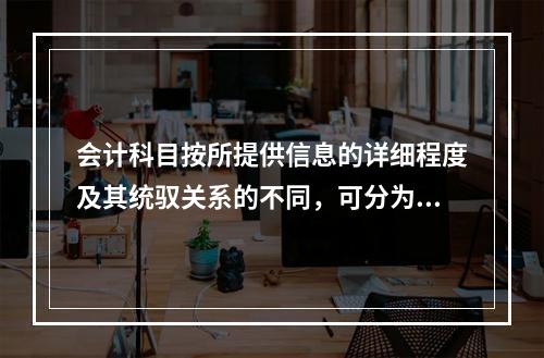 会计科目按所提供信息的详细程度及其统驭关系的不同，可分为（