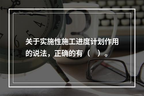 关于实施性施工进度计划作用的说法，正确的有（　）。