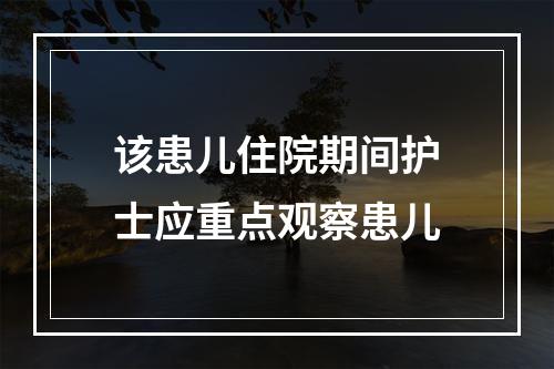 该患儿住院期间护士应重点观察患儿